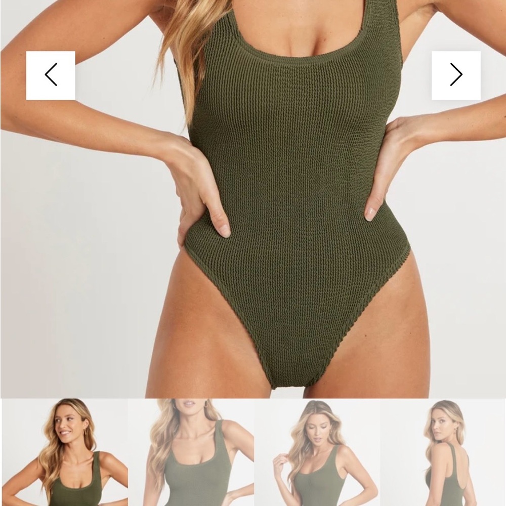 bond-eye Olive Green Ribbed Scoop Neck One-Piece Swimsuit